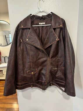 Women's Dark Brown Faux Leather Moto Jacket